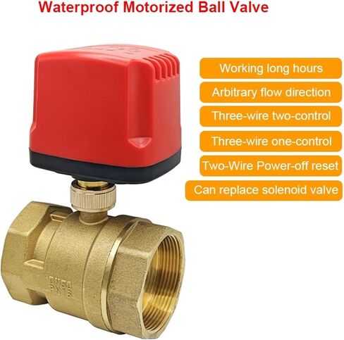 DN15-DN50 Motorized Ball Valve 2-Wire Two-Way/Three-Way Electric Water Valves Female Thread 12V 24V 220V 1Pcs(TWO-WAY_24VDC_CR03) in Kuwait