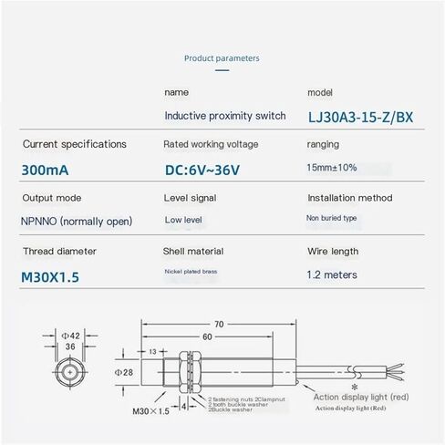 1 قطعة M30 15 مللي متر DC6 ~ 36 فولت مستشعر القرب الاستقرائي التبديل LJ30A3-15-Z/BX/AX/CX/BY/AY/CY/EX/DX 2/3/4-wire PNP/NPN NO NC(Lj30a3-15-z Bx) in Kuwait