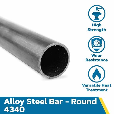 OnlineMetals 4340 شريط دائري من سبائك الصلب، تشطيب غير مصقول (مطحنة)، تشطيب بارد، عادي، AMS 6415، قطر 0.4375 بوصة، طول 72 بوصة in Kuwait