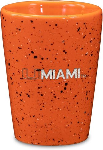 Rico Industries NCAA Miami Hurricanes - The U Wordmark 2oz Ceramic Shot Glass for Fans, Laser Engraved In Team Color Single Shot Glass in Kuwait