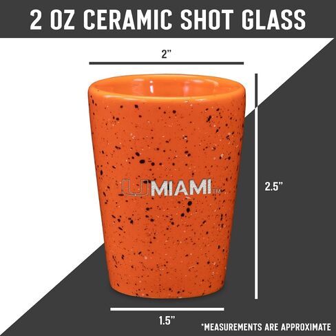 Rico Industries NCAA Miami Hurricanes - The U Wordmark 2oz Ceramic Shot Glass for Fans, Laser Engraved In Team Color Single Shot Glass in Kuwait