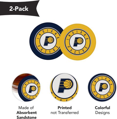 Desert Cactus Indiana Pacers Car Accessories NBA Basketball League Absorbent Sandstone Cup Coasters Licensed Product Set of 2 (Car Coaster A) in Kuwait