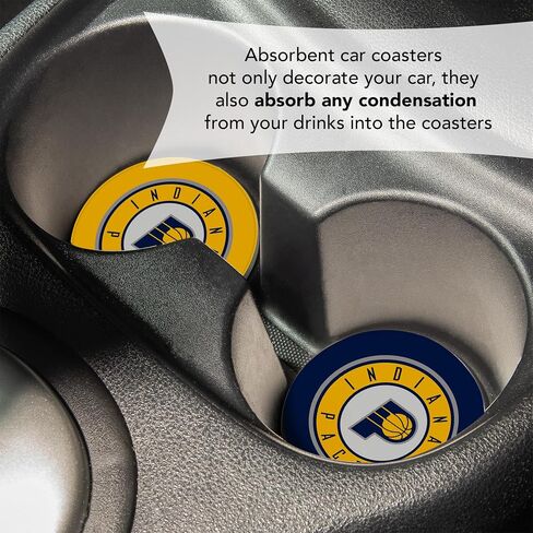 Desert Cactus Indiana Pacers Car Accessories NBA Basketball League Absorbent Sandstone Cup Coasters Licensed Product Set of 2 (Car Coaster A) in Kuwait