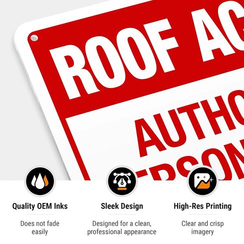 Roof Access Authorized Personnel Only in Red Letters Sign, | 10x7 Inches, 55 mil thick HDPS, Made in USA by Sigo Signs in Kuwait