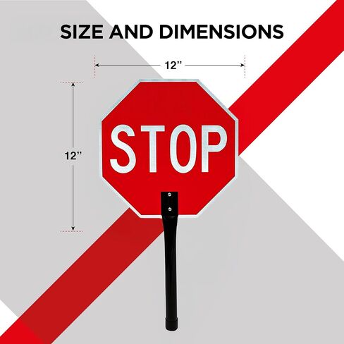 12x12 inch Handheld Stop Sign with Metal Handle -Aluminum Stop Sign- 2 Pack in Kuwait