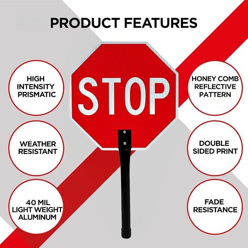 12x12 inch Handheld Stop Sign with Metal Handle -Aluminum Stop Sign- 2 Pack in Kuwait