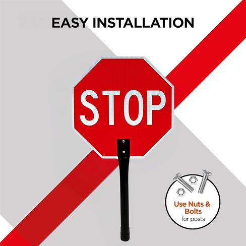 12x12 inch Handheld Stop Sign with Metal Handle -Aluminum Stop Sign- 2 Pack in Kuwait