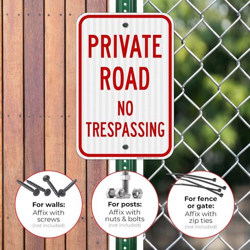 Private Road No Trespassing Sign, (SI-65099) | 12x18 Inches, 3M EGP Reflective .063 Aluminum, Made in USA by Sigo Signs in Kuwait