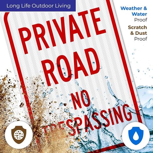 Private Road No Trespassing Sign, (SI-65099) | 12x18 Inches, 3M EGP Reflective .063 Aluminum, Made in USA by Sigo Signs in Kuwait