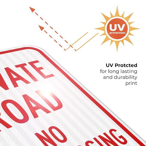 Private Road No Trespassing Sign, (SI-65099) | 12x18 Inches, 3M EGP Reflective .063 Aluminum, Made in USA by Sigo Signs in Kuwait