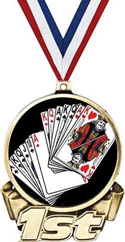 Playing Cards First Place Medal, 3" Gold Cards Trophy Medal Award in Kuwait