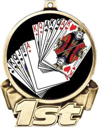 Playing Cards First Place Medal, 3" Gold Cards Trophy Medal Award in Kuwait