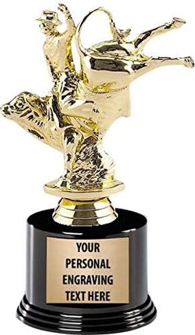 Crown Awards Rodeo Trophies with Custom Engraving, 7.25" Personalized Bull Rider Male Trophy On Deluxe Round Base in Kuwait