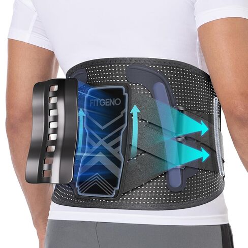 Fit Geno Back Brace for Lower Back Pain Relief: Adjustable Support with Ergonomic Lumbar Pad for Herniated Disc Sciatica and Lumbar Strain - Breathable Design for Men & Women (L/XL) in Kuwait