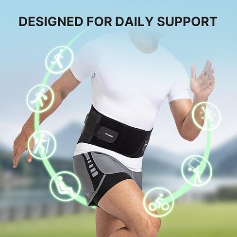Fit Geno Back Brace for Lower Back Pain Relief: Adjustable Support with Ergonomic Lumbar Pad for Herniated Disc Sciatica and Lumbar Strain - Breathable Design for Men & Women (L/XL) in Kuwait