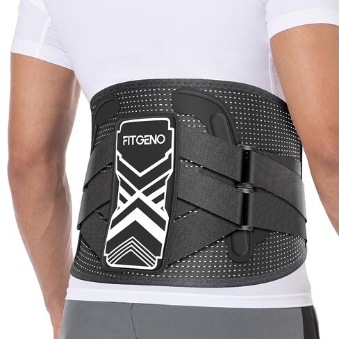 Fit Geno Back Brace for Lower Back Pain Relief: Adjustable Support with Ergonomic Lumbar Pad for Herniated Disc Sciatica and Lumbar Strain - Breathable Design for Men & Women (L/XL) in Kuwait