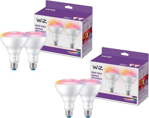 WiZ Connected 65W BR30 LED Smart Light Bulbs - 4 Pack - Connects to Your Wi-Fi - E26 Smart Bulb - Control with Voice or App + Activate with Motion - Matter Compatible in Kuwait