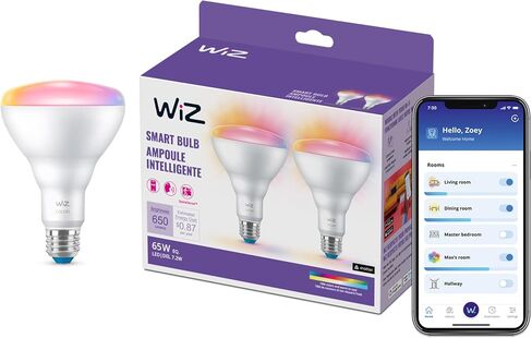 WiZ Connected 65W BR30 LED Smart Light Bulbs - 4 Pack - Connects to Your Wi-Fi - E26 Smart Bulb - Control with Voice or App + Activate with Motion - Matter Compatible in Kuwait