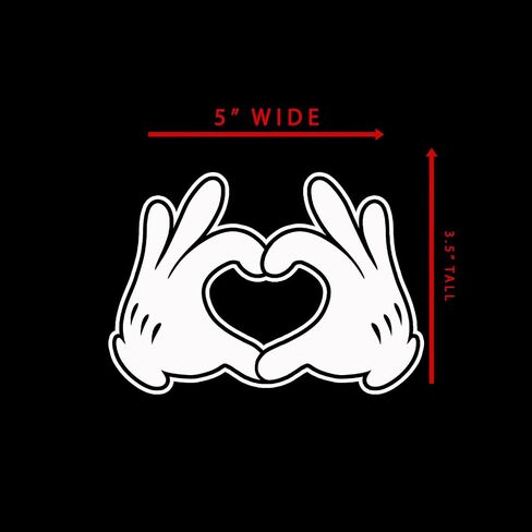 Cartoon Gloves Heart Sticker Decal Notebook Car Laptop 5.5"x3.5" (White) in Kuwait