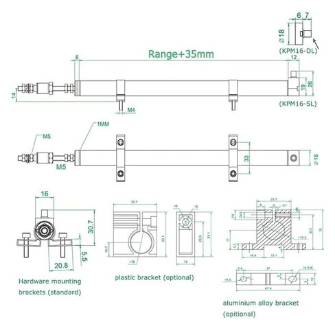 مستشعرات الموضع الخطي، KPM16-DL 15-300 مم D16mm مسطرة كهربائية مستشعر الإزاحة الخطية مقياس خطي (200 مم) in Kuwait