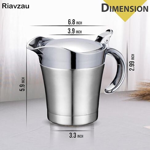 Stainless Steel Insulated Gravy Boat with Lid – 450ML/16OZ Double Insulated Gravy Pitcher for Hot & Cold Sauces – Sauce Jug with Hinged Lid, Ideal for Gravy or Cream at Thanksgiving, Gravy Pitcher in Kuwait