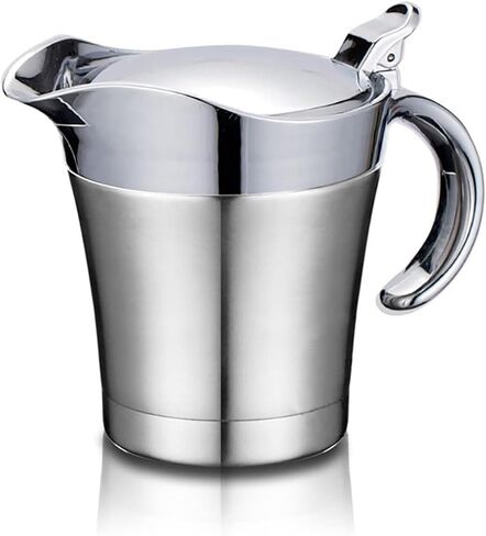 Stainless Steel Insulated Gravy Boat with Lid – 450ML/16OZ Double Insulated Gravy Pitcher for Hot & Cold Sauces – Sauce Jug with Hinged Lid, Ideal for Gravy or Cream at Thanksgiving, Gravy Pitcher in Kuwait