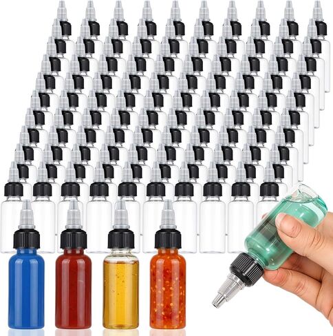 100 Pcs 1 oz Plastic Squeeze Bottles, Boston Squeeze Bottles Bulk | Clear Plastic Dispensing Bottle, Squeezes Condiment Bottle for Liquids, Oils, Inks, Crafts, Household, Kitchen in Kuwait