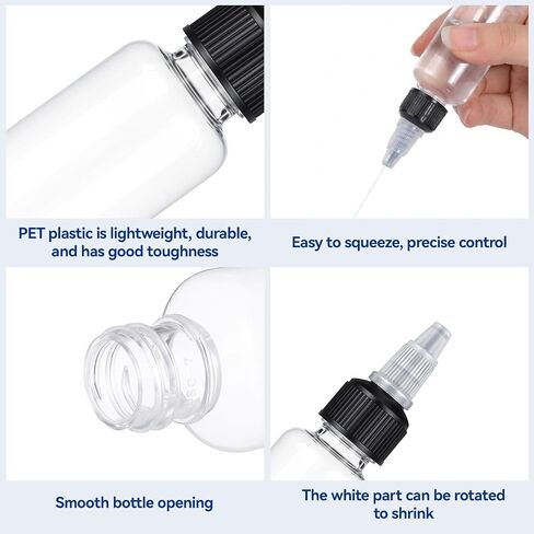 100 Pcs 1 oz Plastic Squeeze Bottles, Boston Squeeze Bottles Bulk | Clear Plastic Dispensing Bottle, Squeezes Condiment Bottle for Liquids, Oils, Inks, Crafts, Household, Kitchen in Kuwait