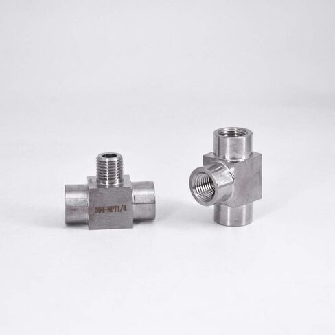 1 قطعة 1/8 "1/4" 3/8 "1/2" NPT أنثى ذكر تي شيرت 3 طرق SS 304 تركيب أنابيب الفولاذ المقاوم للصدأ موصل الفاصل كتلة الضغط العالي (BSP، FEMALE-MALE-MALE_1/2") in Kuwait