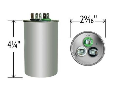 استبدال Jard 12790 - 50 + 5 فائق التوهج/Mfd 370/440 VAC AmRad Round Dual Capacitor، صنع في الولايات المتحدة الأمريكية. in Kuwait