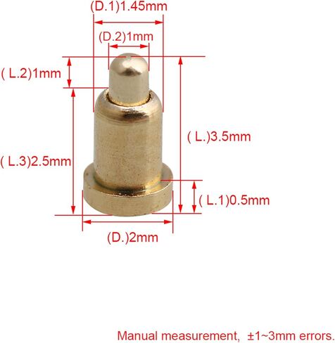 100Pcs Overall Length Spring Loaded Contact Testing Current Pogo Pin Connector 3.5-1.0-2.5-0.5-2.0mm ,Golden in Kuwait
