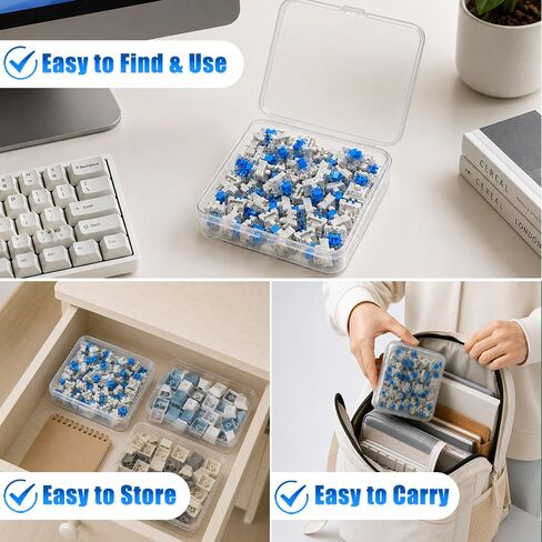 50 PCS Blue Keyboard Switches for 3D Prints, with A Storage Box | 3 Pin Dustproof Keyboard Switches for Mechanical Keyboard Assembling & Replacement, Gaming Keyboard Enthusiast Gifts in Kuwait