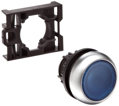 زر ضغط Eaton M22-DL-B، مضيء، قطر 22 مم، لون أزرق، لون إطار فضي، نمط غير قابل للتشغيل in Kuwait