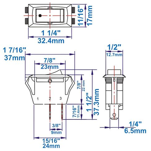 مفتاح تشغيل/إيقاف تشغيل ZE-215 - 15A 125V SPST، مفتاح ثلاثي الشق لأغطية المطبخ والمصابيح والأجهزة والمواقد الكهربائية ومطاحن المقاعد وشرائط الطاقة والفشار وآلات الفراغ - أسود in Kuwait