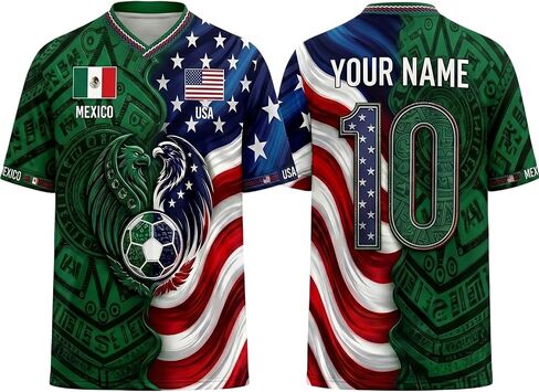 Personalized Mexico Soccer Jersey, Custom Football Shirt with Name & Number, Mexico Jersey for Men Women Youth in Kuwait