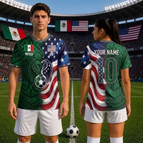 Personalized Mexico Soccer Jersey, Custom Football Shirt with Name & Number, Mexico Jersey for Men Women Youth in Kuwait