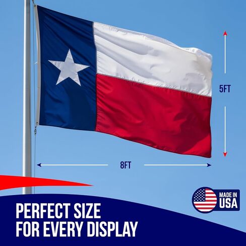 Texas Flag 5x8 Heavy Duty Outdoor - Proudly Made in USA, Sewn State Flag with Durable Construction for Outdoor Display, Weather-Resistant with Brass Grommets in Kuwait