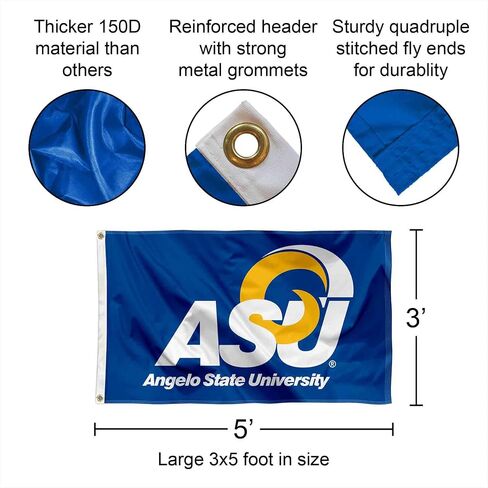 Angelo State Rams Wordmark Large Grommet Banner Flag in Kuwait