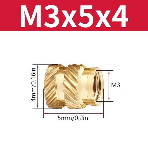 150pcs M3 Threaded Insert,M3 x D4 x L5 for 3D Printing Components,Brass Nuts Knurled Twill Thread Nut Inserts in Kuwait