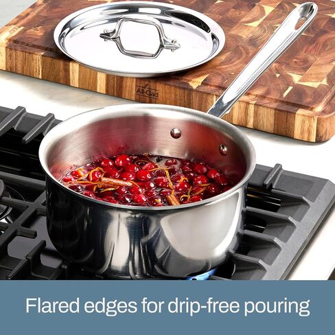طقم أواني طهي من الفولاذ المقاوم للصدأ 10 قطع من All-Clad D3® - صنع في الولايات المتحدة الأمريكية - يشمل مقالي ومقلاة ومقلاة ومرق - درجة احترافية - آمن في الفرن ومتوافق مع الحث in Kuwait