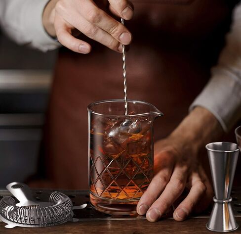 MOFADO. Premium Crystal Cocktail Mixing Glass Set - Professional Bartender Tools/Bar Accessories - Thick Bottom Pitcher/Beaker,Jigger, Muddler, Spoon-4 piece (24 Oz) Ideal Gift in Kuwait