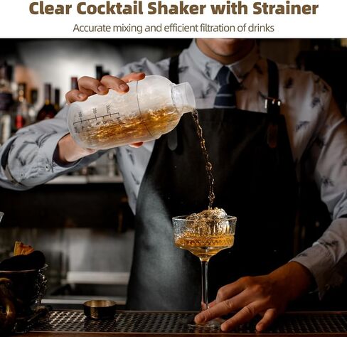 Mini Cocktail Shaker - 12 PCS Clear Cocktail Shakers, 350 cc/ 12 oz Plastic Shaker Bottle with Strainer, Bartender Tool Scaled Drink Mixer for Tea Coffee Bar Bubble Christmas Gift Milk in Kuwait