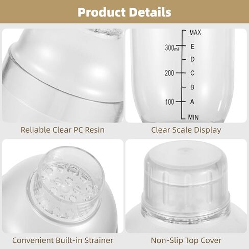 Mini Cocktail Shaker - 12 PCS Clear Cocktail Shakers, 350 cc/ 12 oz Plastic Shaker Bottle with Strainer, Bartender Tool Scaled Drink Mixer for Tea Coffee Bar Bubble Christmas Gift Milk in Kuwait