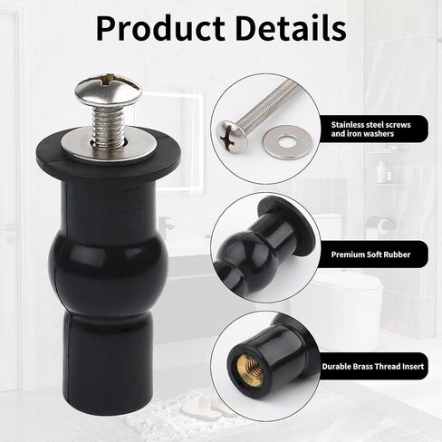 Universal 2 Pcs Toilet Seat Screws,Toilet Seat Bolts Replacement Kit,Toilet Lid Screws Rubber Top Nut,Top Mounting Hinge Bolts Replacement Kit in Kuwait