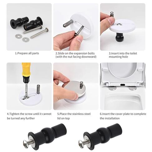 Universal 2 Pcs Toilet Seat Screws,Toilet Seat Bolts Replacement Kit,Toilet Lid Screws Rubber Top Nut,Top Mounting Hinge Bolts Replacement Kit in Kuwait