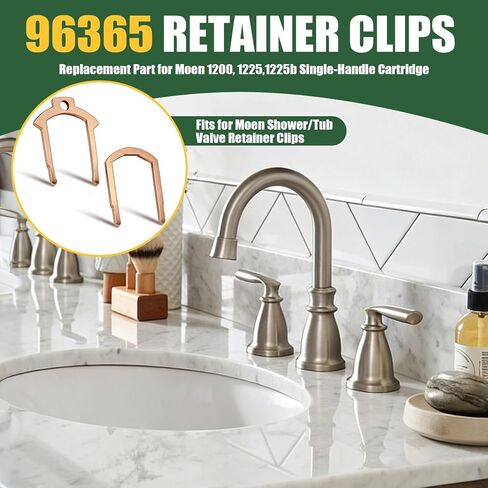 قطعة بديلة لمشابك التثبيت 96365 لخرطوشة Moen 1200، 1225,1225b ذات المقبض الواحد، تناسب مشابك تثبيت صمام الدش/الحوض (عبوة من قطعتين) in Kuwait