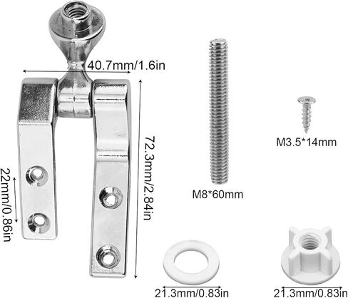 Toilet Seat Hinge Replacement Kit, Universal Metal Hinges with Bolts, Screws, Nuts, Washer Bathroom Hardware Fittings for Most Wooden Toilet Seats, Easy Install in Kuwait