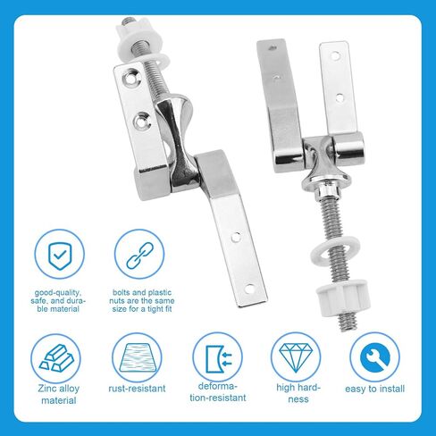 Toilet Seat Hinge Replacement Kit, Universal Metal Hinges with Bolts, Screws, Nuts, Washer Bathroom Hardware Fittings for Most Wooden Toilet Seats, Easy Install in Kuwait