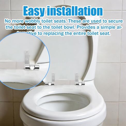 Toilet Seat Hinge Replacement Kit, Universal Metal Hinges with Bolts, Screws, Nuts, Washer Bathroom Hardware Fittings for Most Wooden Toilet Seats, Easy Install in Kuwait