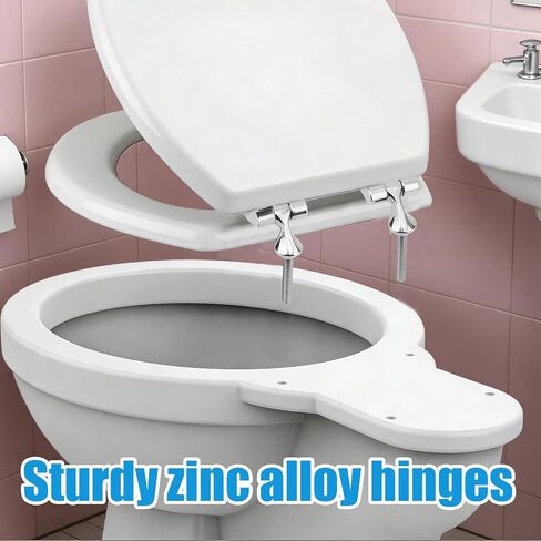 Toilet Seat Hinge Replacement Kit, Universal Metal Hinges with Bolts, Screws, Nuts, Washer Bathroom Hardware Fittings for Most Wooden Toilet Seats, Easy Install in Kuwait